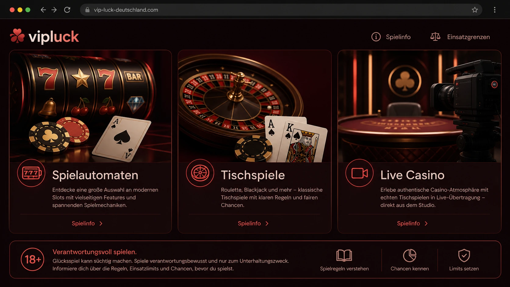 Spielautomaten, Tischspiele und Live Casino